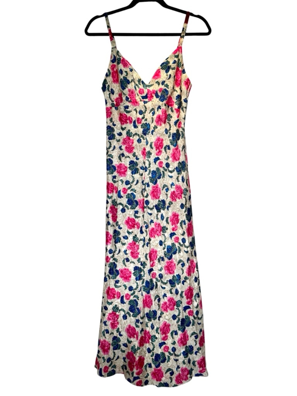 80s Gold Label Vintage Victoria’s Secret Floral Slip Dress Satin Pink Blue Small